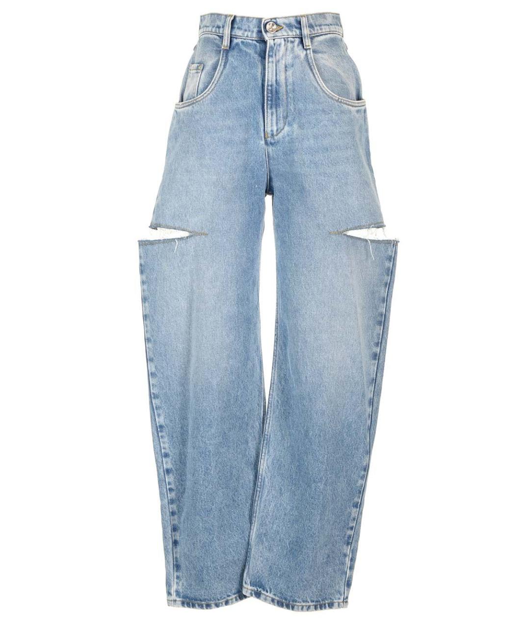 MAISON MARGIELA Голубые хлопковые прямые джинсы, фото 1