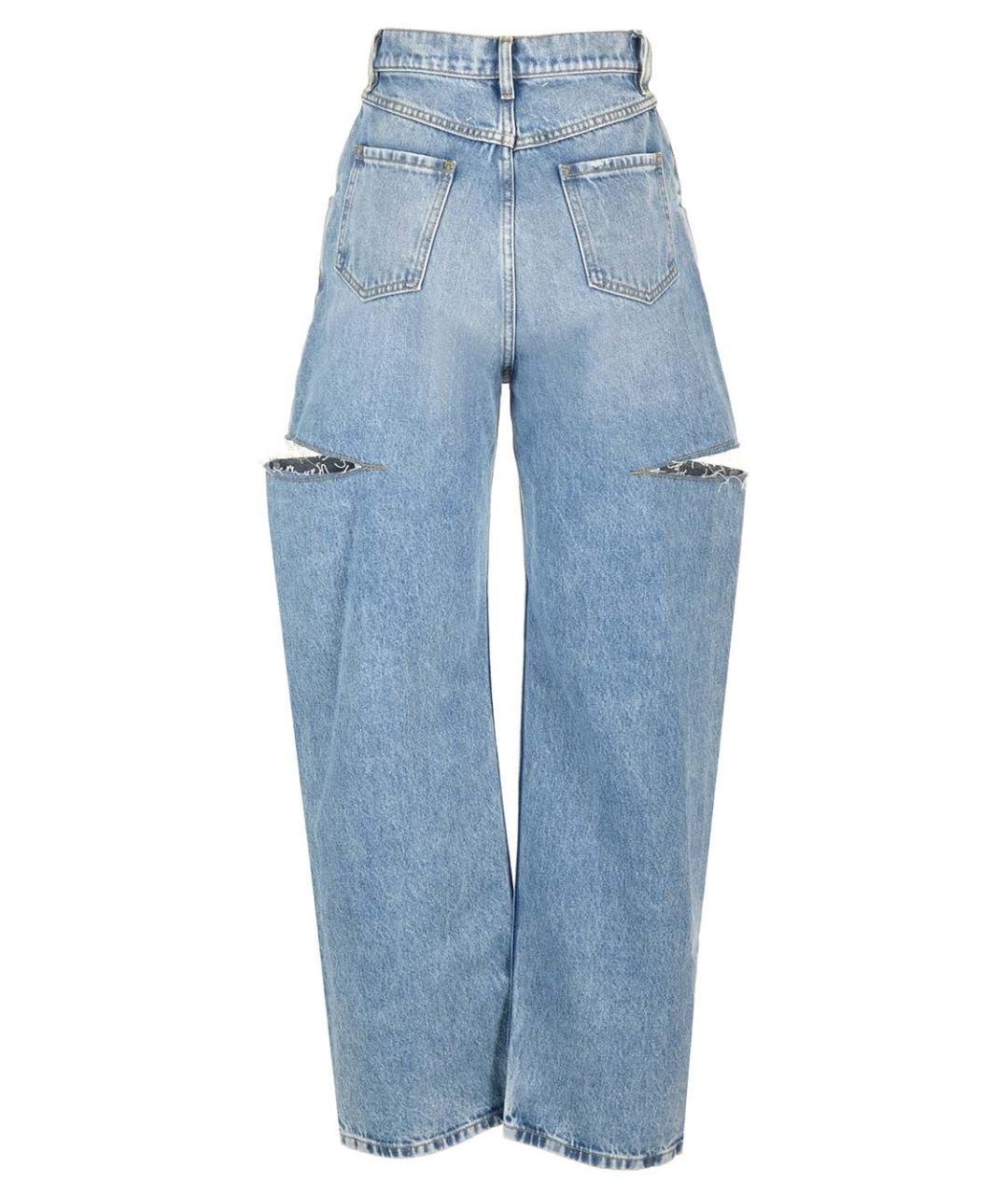 MAISON MARGIELA Голубые хлопковые прямые джинсы, фото 2