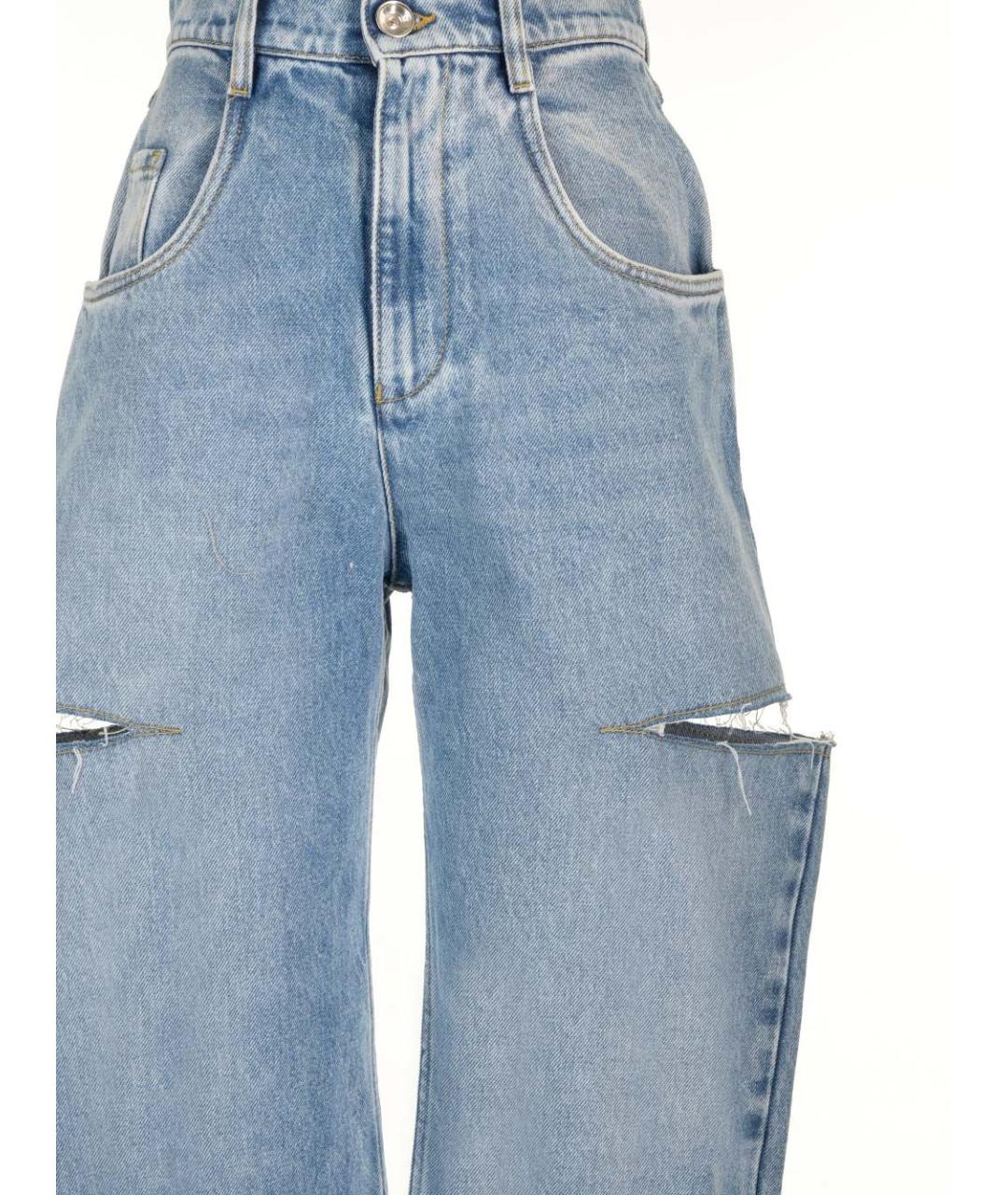 MAISON MARGIELA Голубые хлопковые прямые джинсы, фото 4
