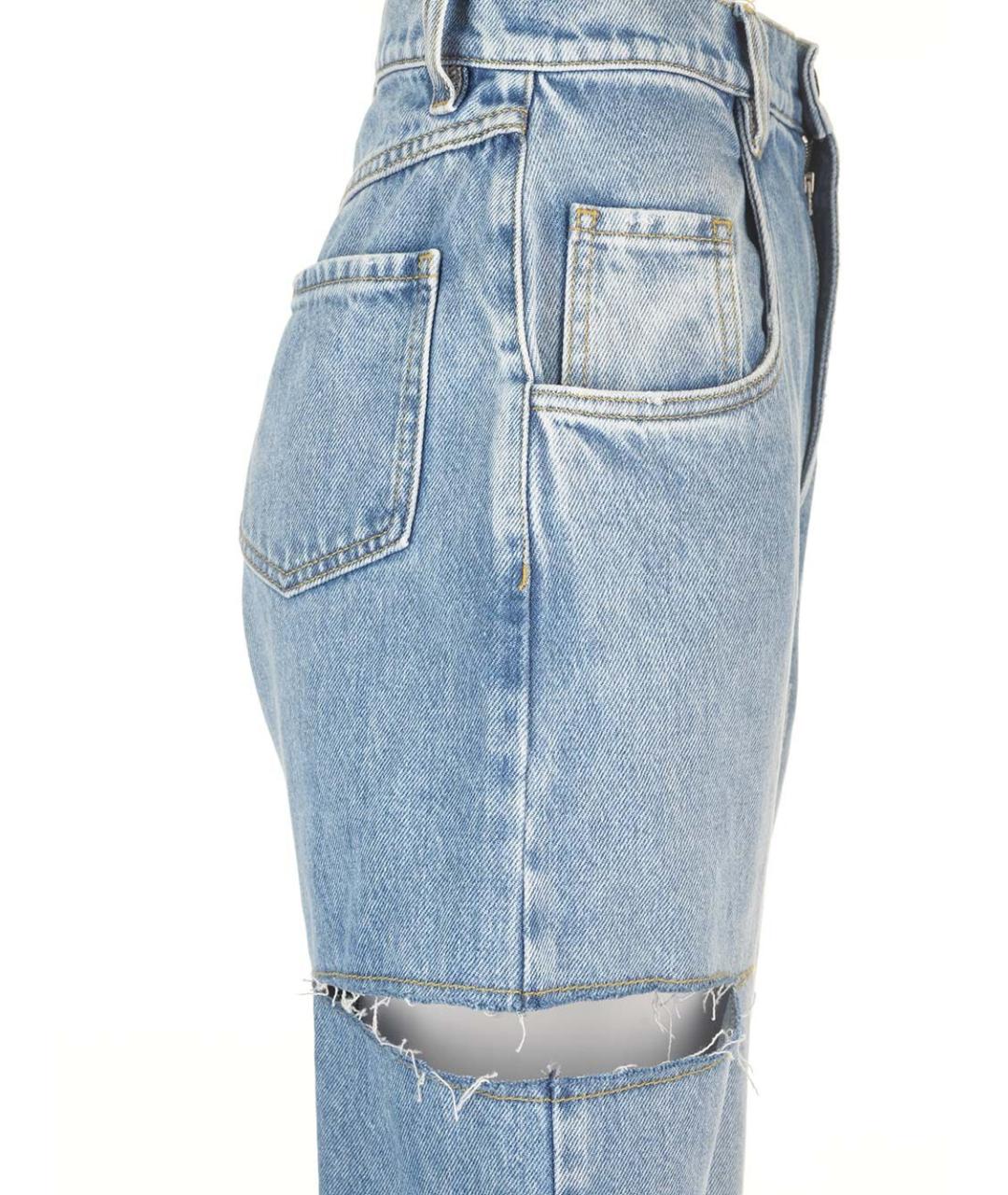 MAISON MARGIELA Голубые хлопковые прямые джинсы, фото 5
