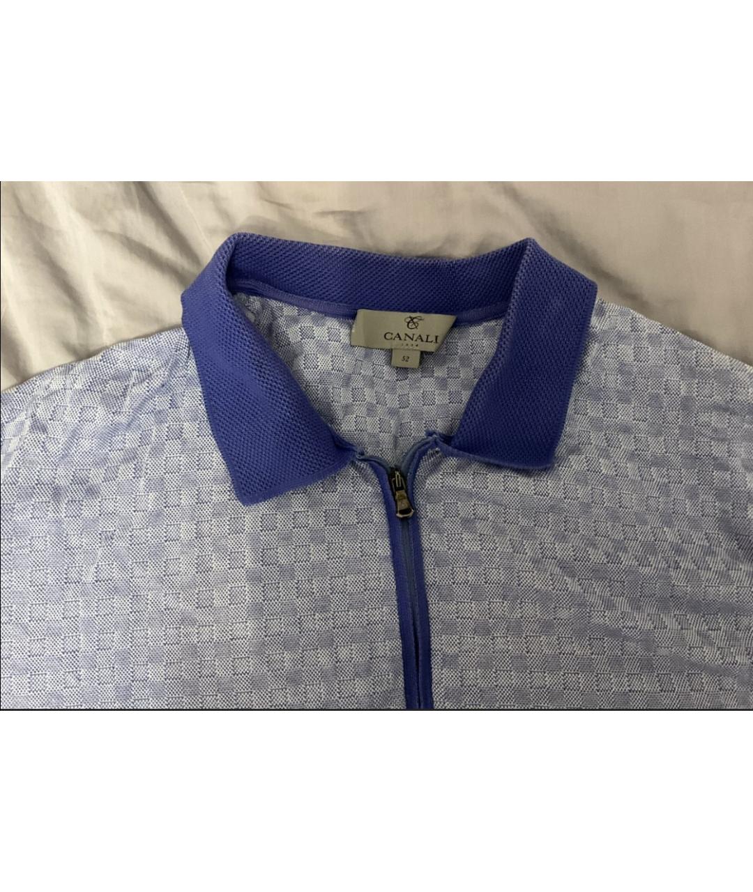 CANALI Голубое хлопковое поло с коротким рукавом, фото 2