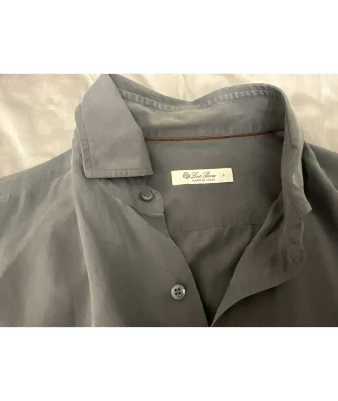 LORO PIANA Серая шелковая классическая рубашка, фото 2