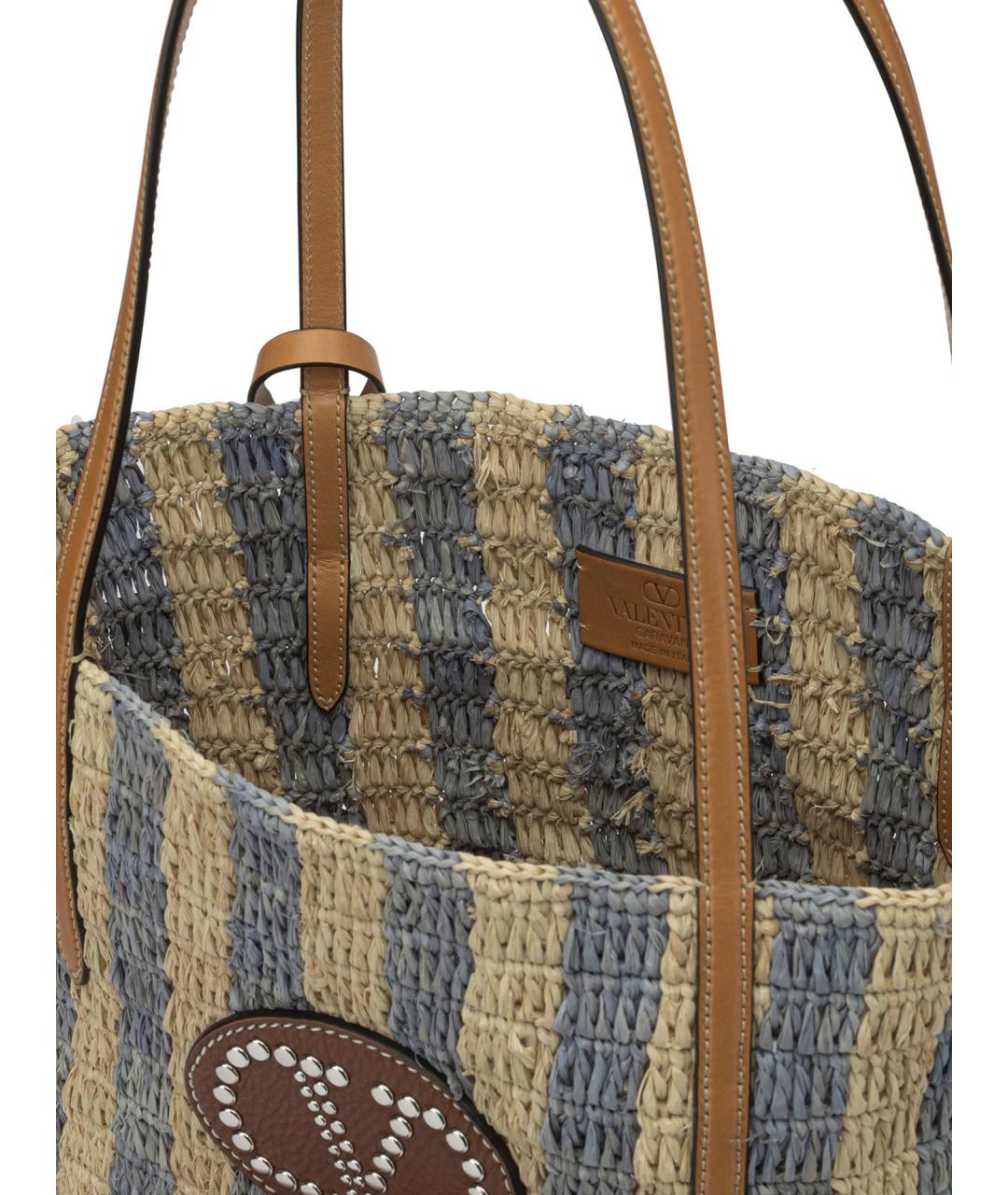 VALENTINO Бежевая пелетеная сумка тоут, фото 4