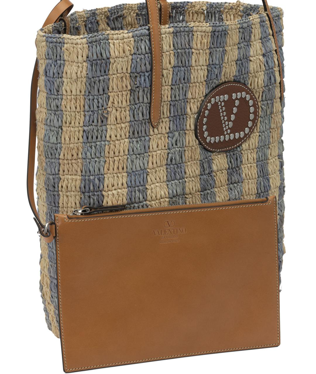 VALENTINO Бежевая пелетеная сумка тоут, фото 3
