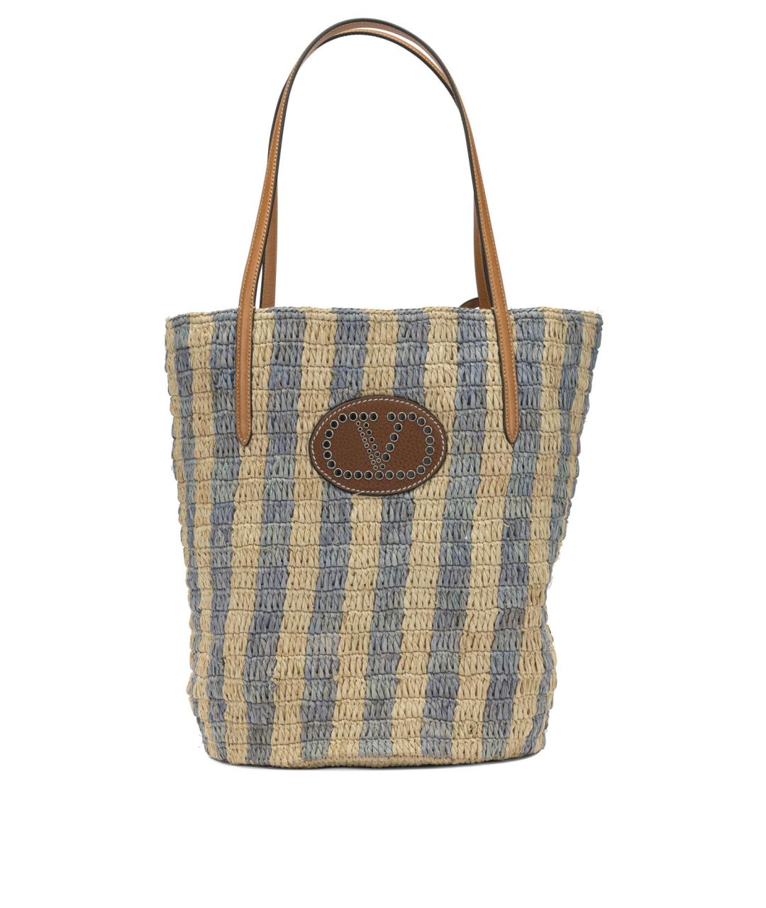 VALENTINO Бежевая пелетеная сумка тоут, фото 1