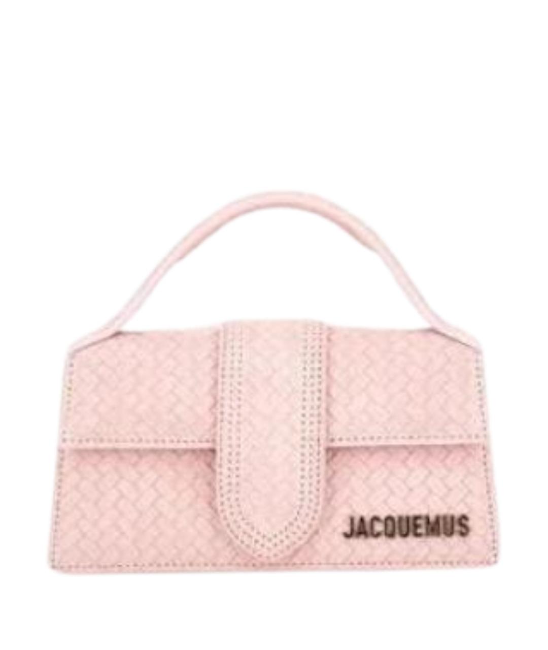JACQUEMUS Розовая плетеная сумка с короткими ручками, фото 1