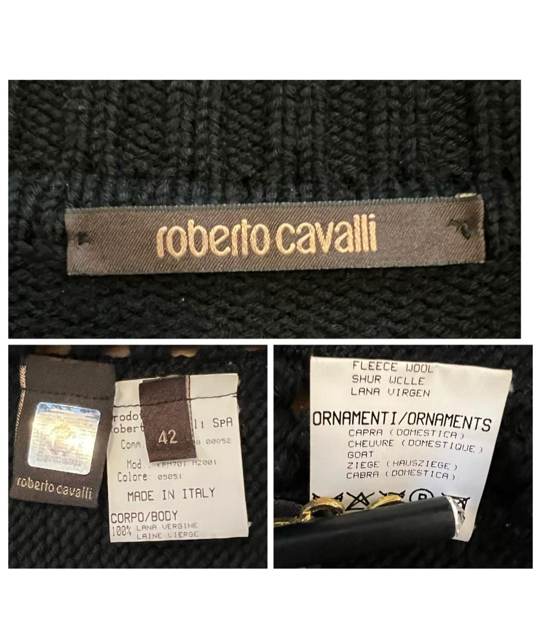 ROBERTO CAVALLI Черный шерстяной кардиган, фото 5