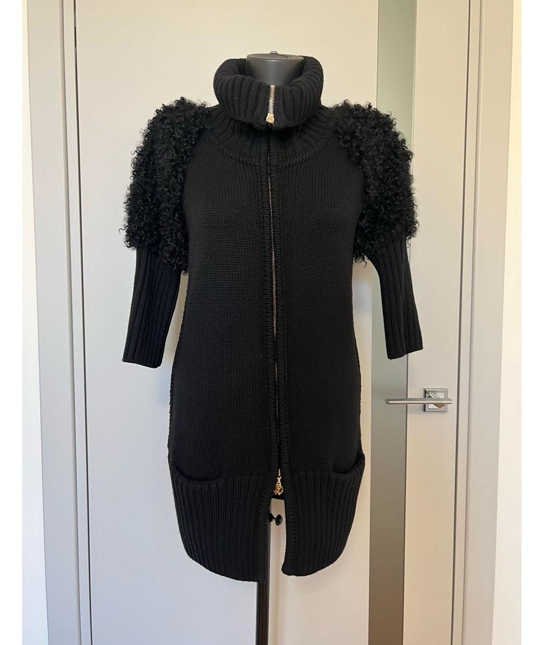 ROBERTO CAVALLI Черный шерстяной кардиган, фото 2