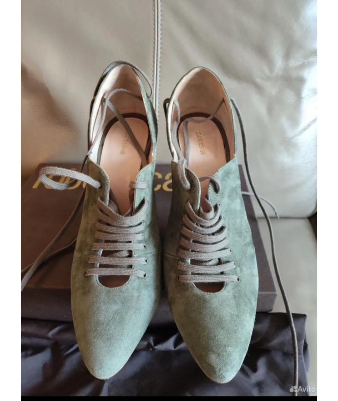 ROBERTO CAVALLI Зеленые замшевые туфли, фото 2