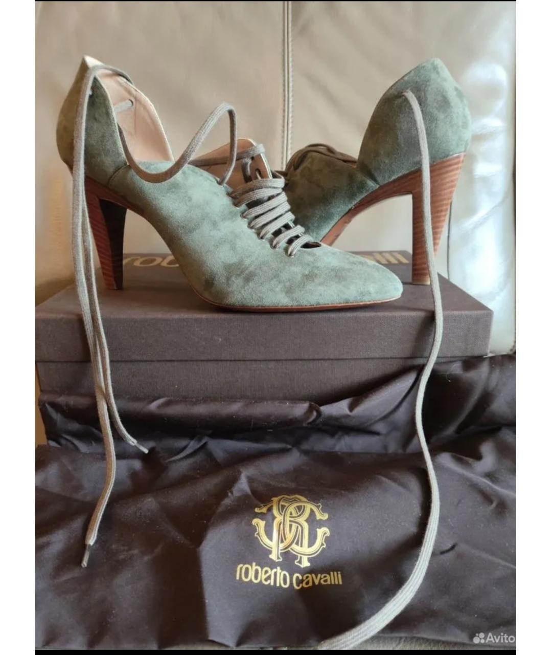 ROBERTO CAVALLI Зеленые замшевые туфли, фото 6