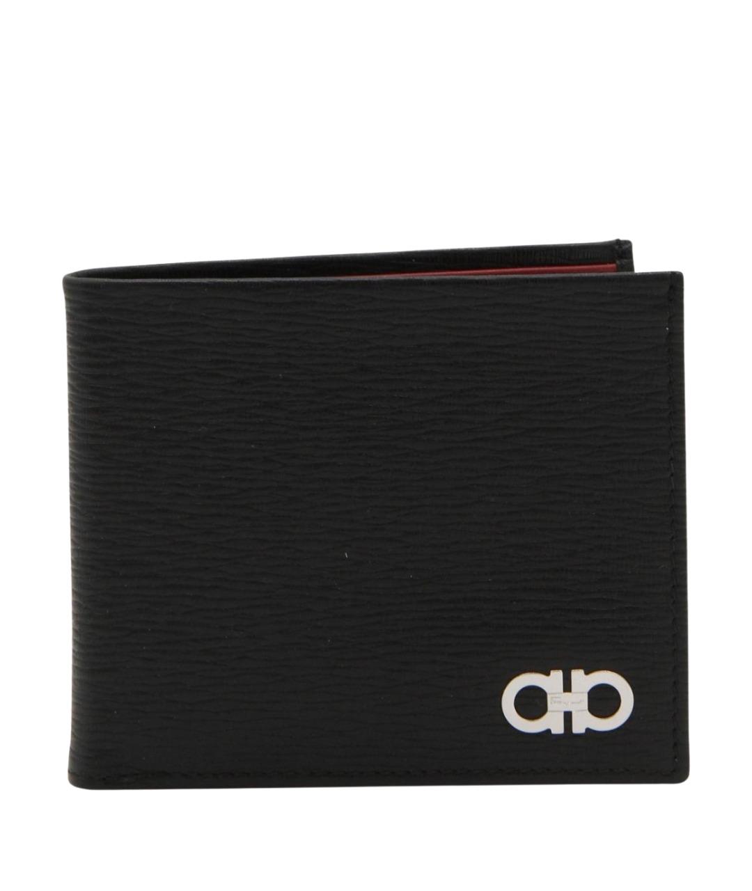 FERRAGAMO Черный кожаный кошелек, фото 1