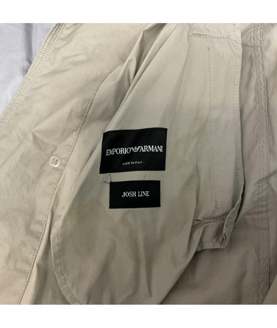 EMPORIO ARMANI Бежевый хлопковый тренч / плащ, фото 3