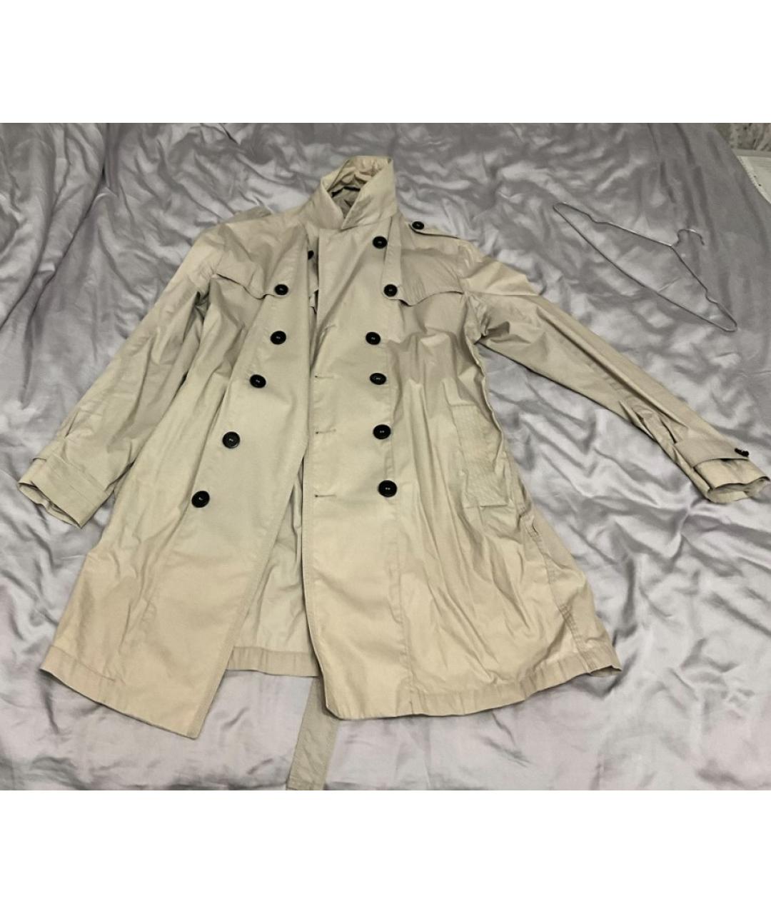 EMPORIO ARMANI Бежевый хлопковый тренч / плащ, фото 5