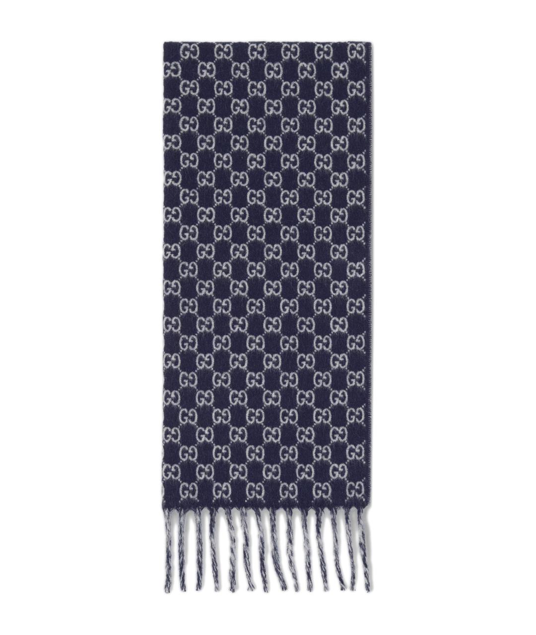 GUCCI Синий шерстяной шарф, фото 1
