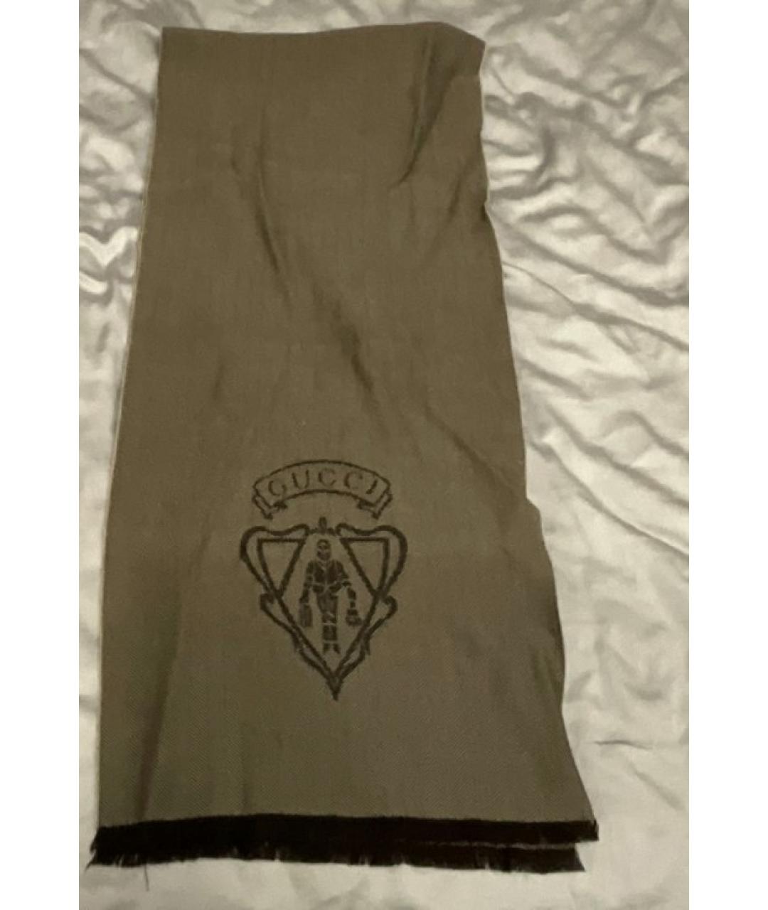 GUCCI Бежевый шерстяной шарф, фото 4