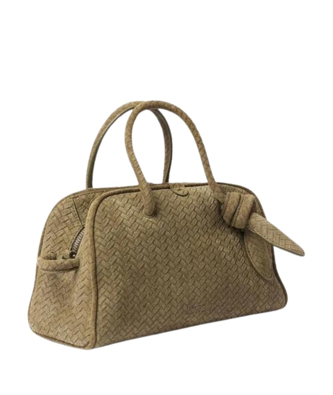 JACQUEMUS Хаки замшевая сумка с короткими ручками, фото 4