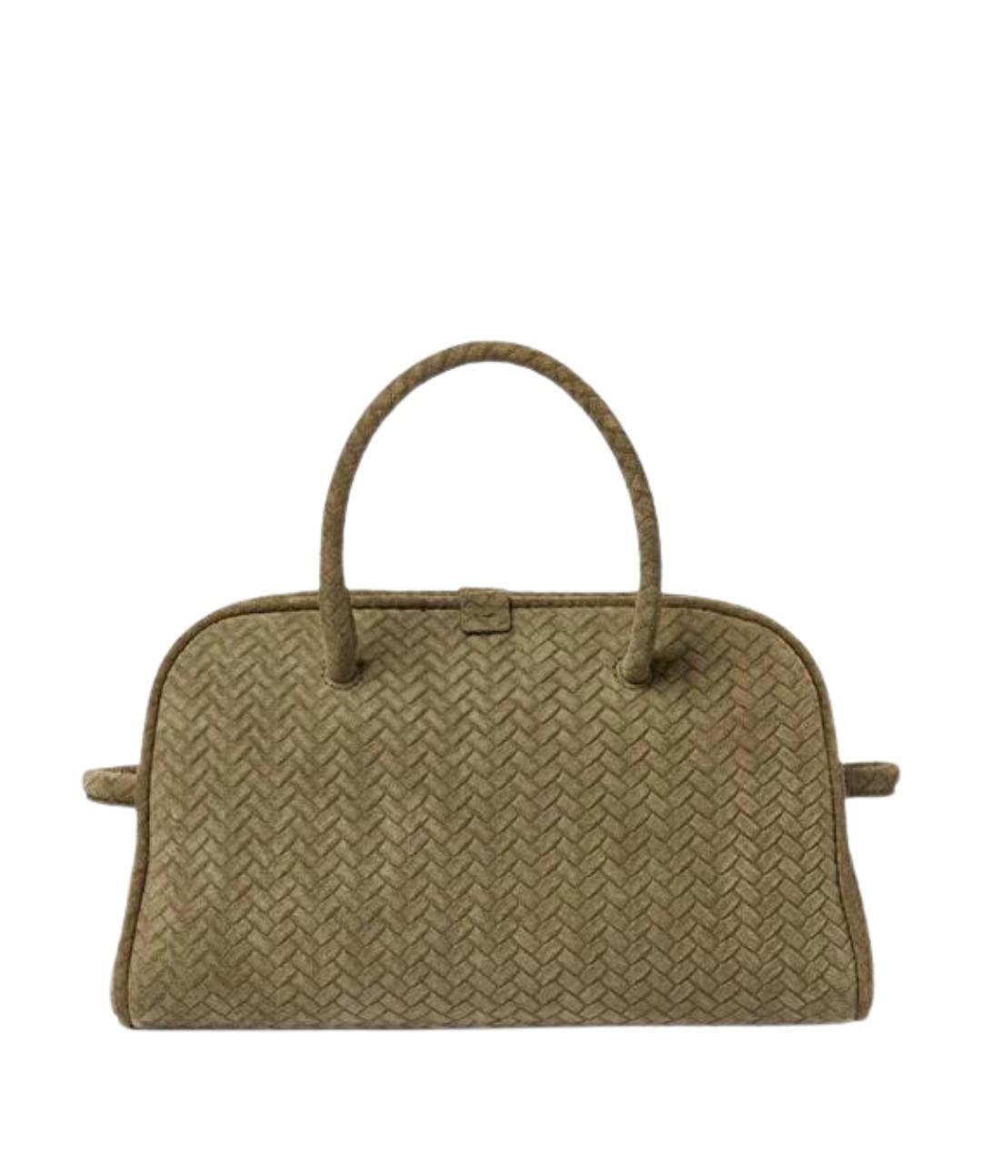 JACQUEMUS Хаки замшевая сумка с короткими ручками, фото 3