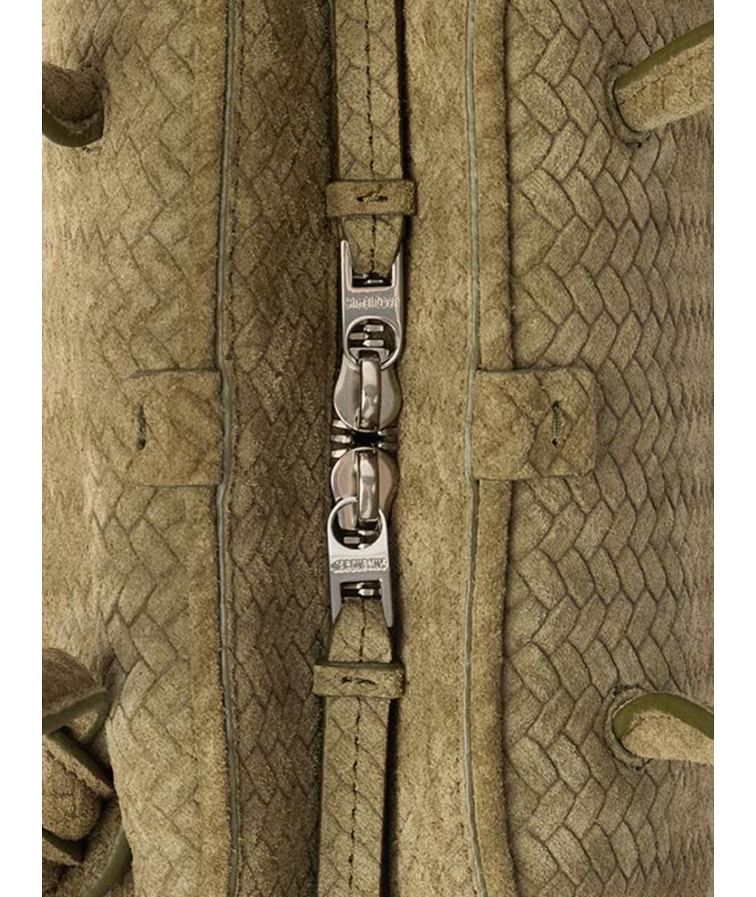 JACQUEMUS Хаки замшевая сумка с короткими ручками, фото 2