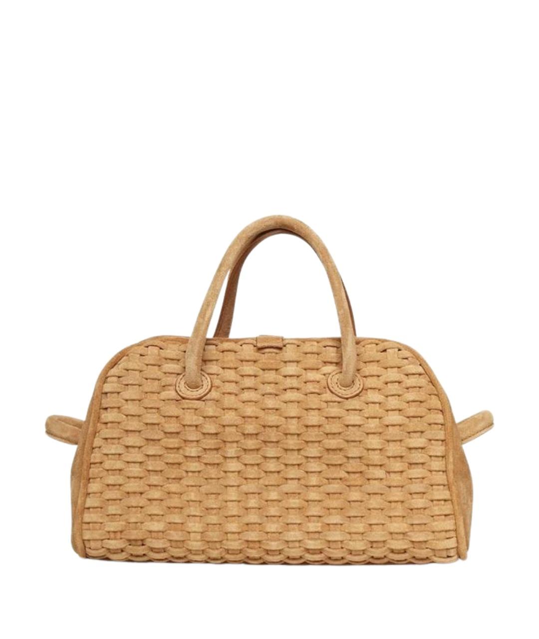 JACQUEMUS Бежевая замшевая сумка с короткими ручками, фото 4