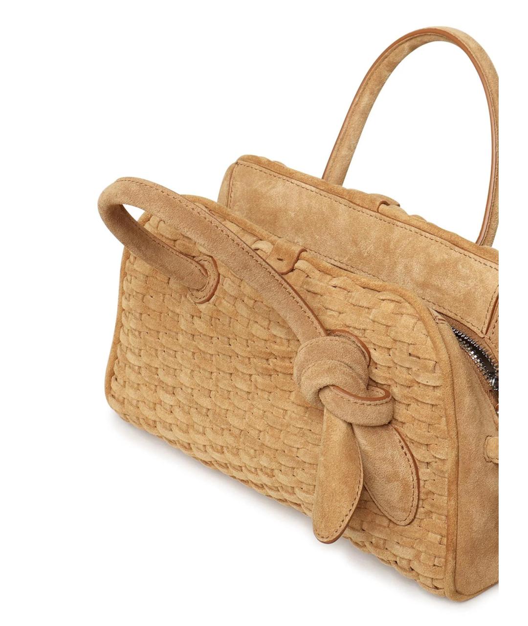 JACQUEMUS Бежевая замшевая сумка с короткими ручками, фото 2