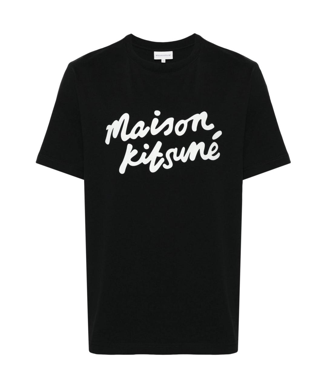 MAISON KITSUNE Черная хлопковая футболка, фото 2