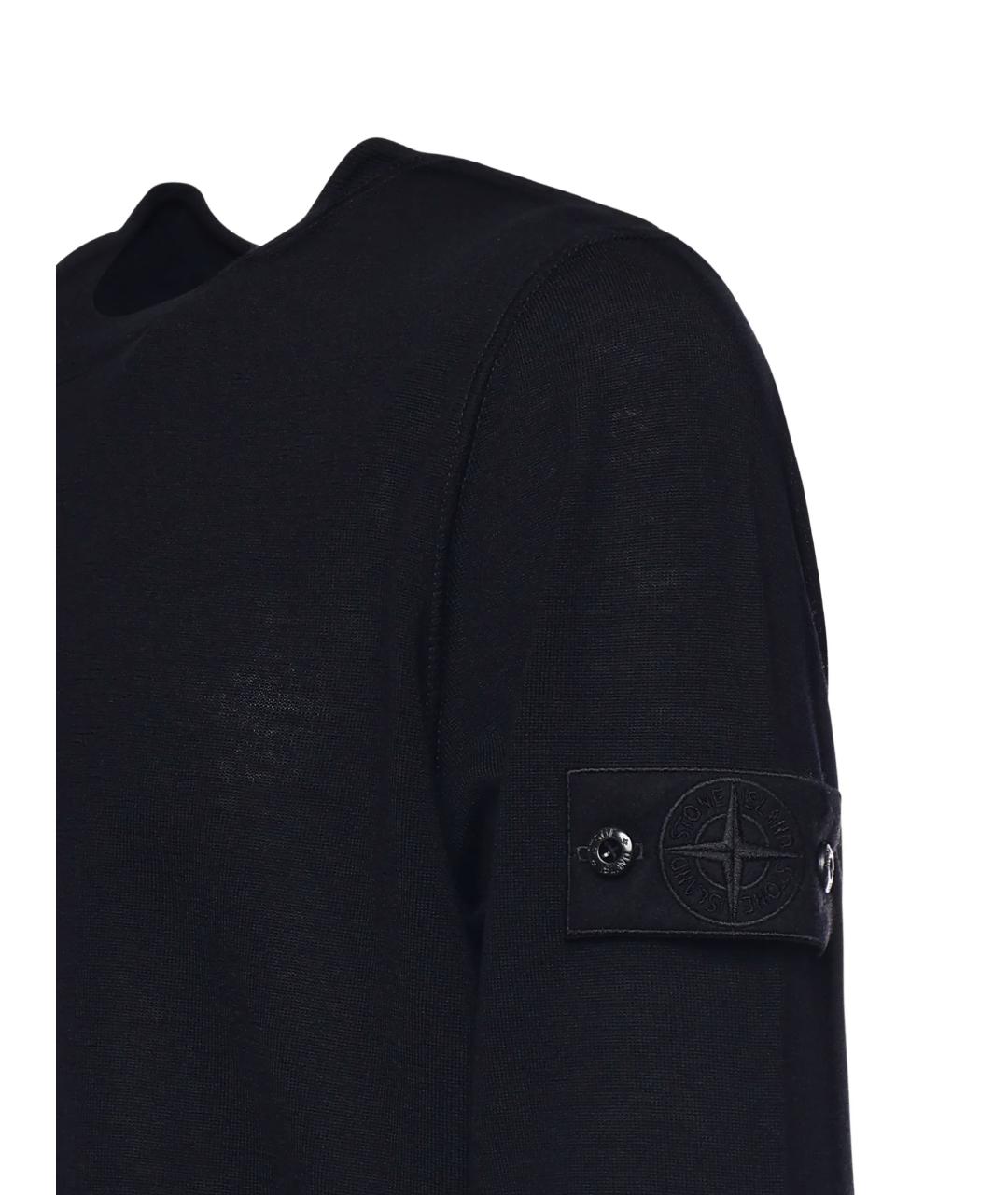 STONE ISLAND Темно-синий хлопковый джемпер / свитер, фото 3