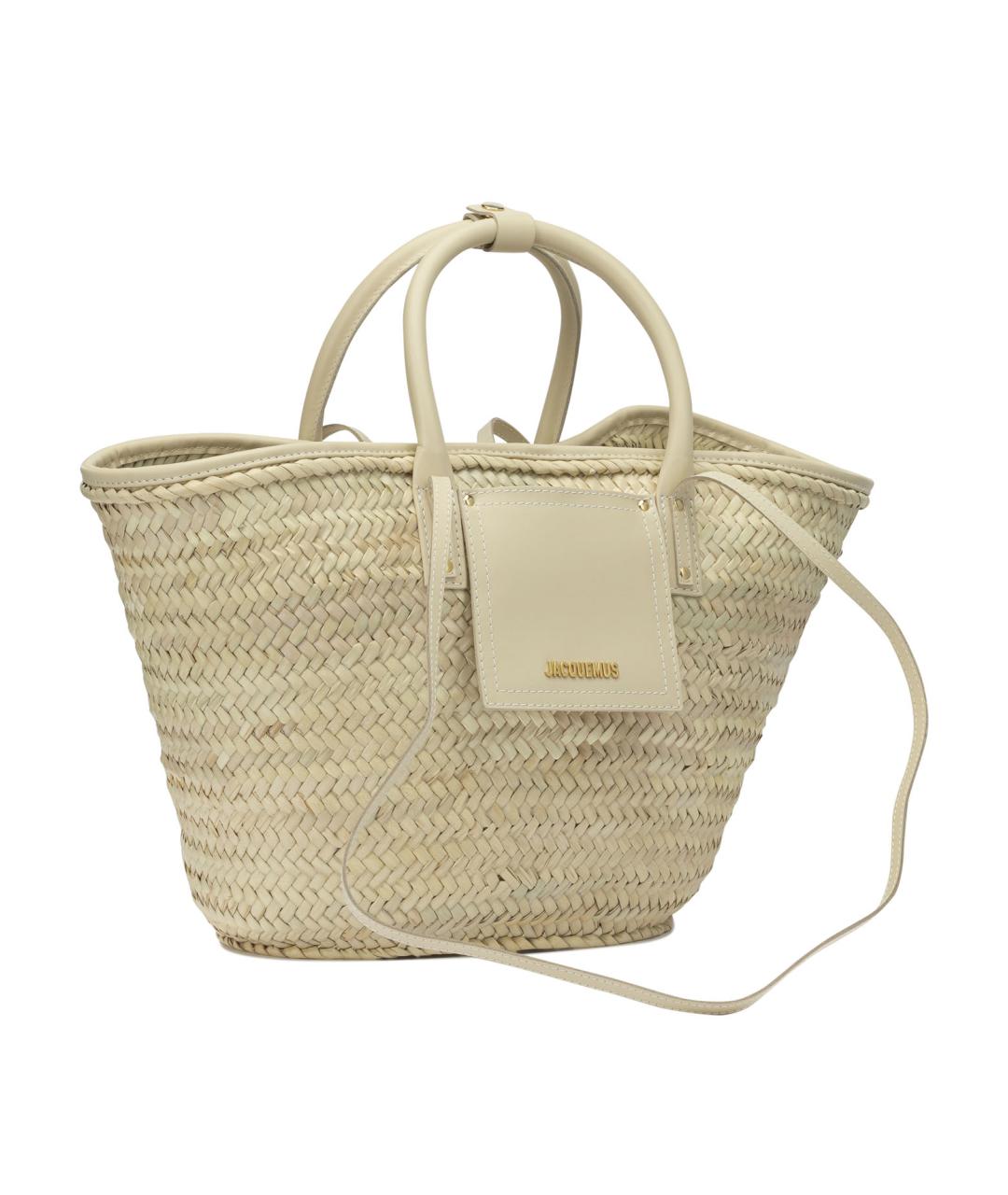 JACQUEMUS Бежевая пелетеная пляжная сумка, фото 2