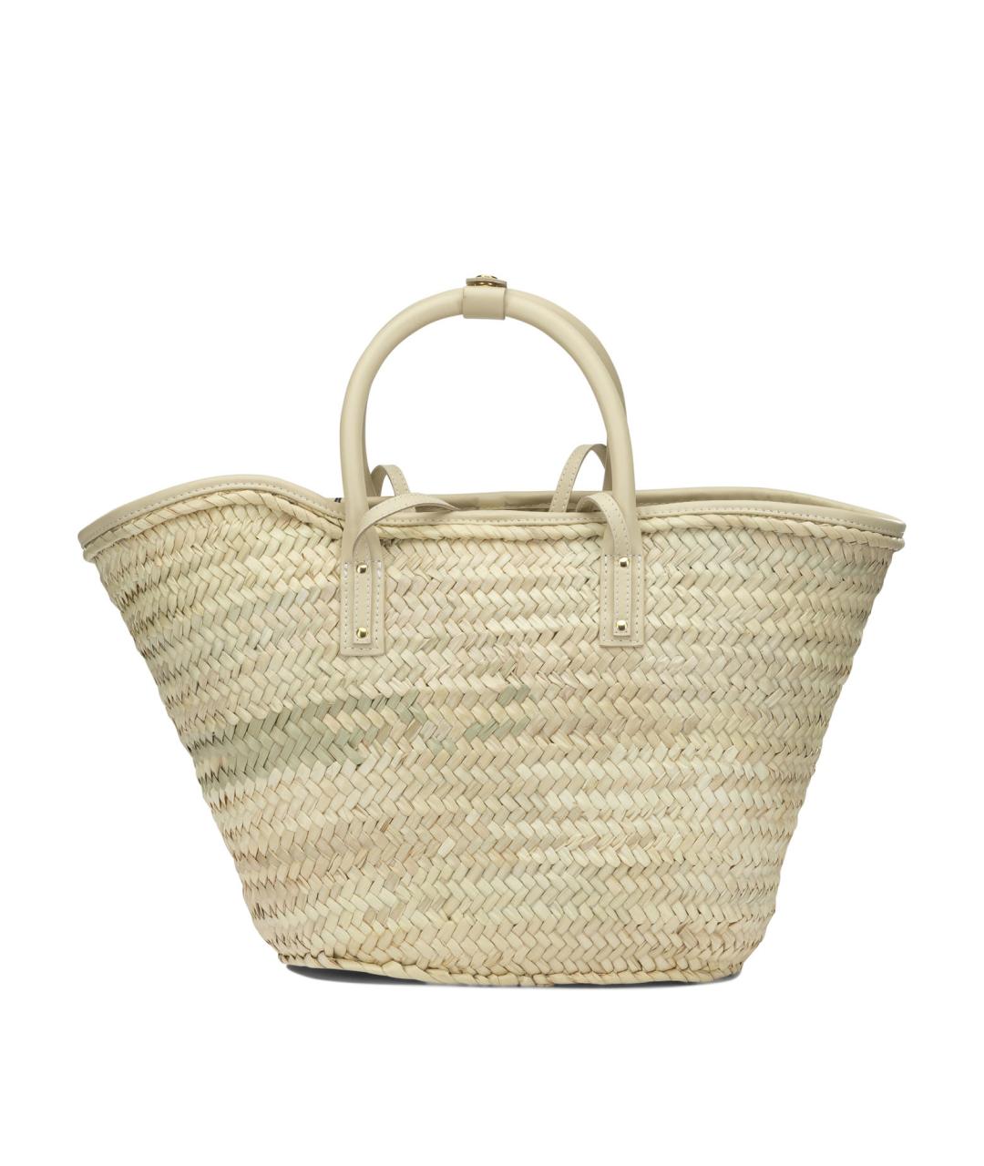 JACQUEMUS Бежевая пелетеная пляжная сумка, фото 3