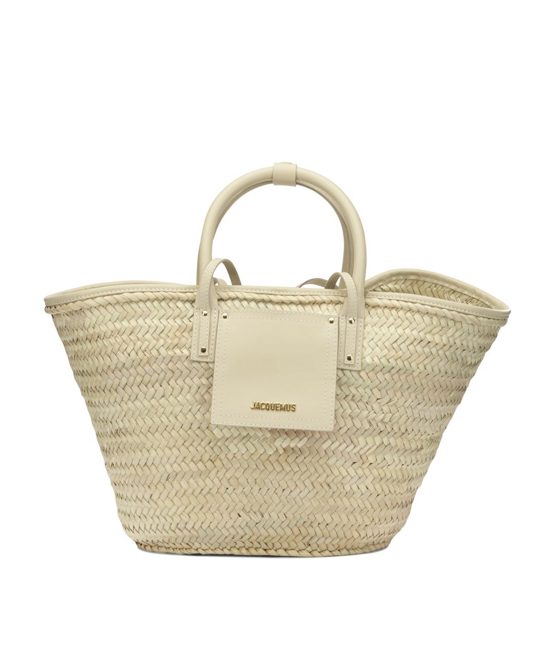 JACQUEMUS Бежевая пелетеная пляжная сумка, фото 1
