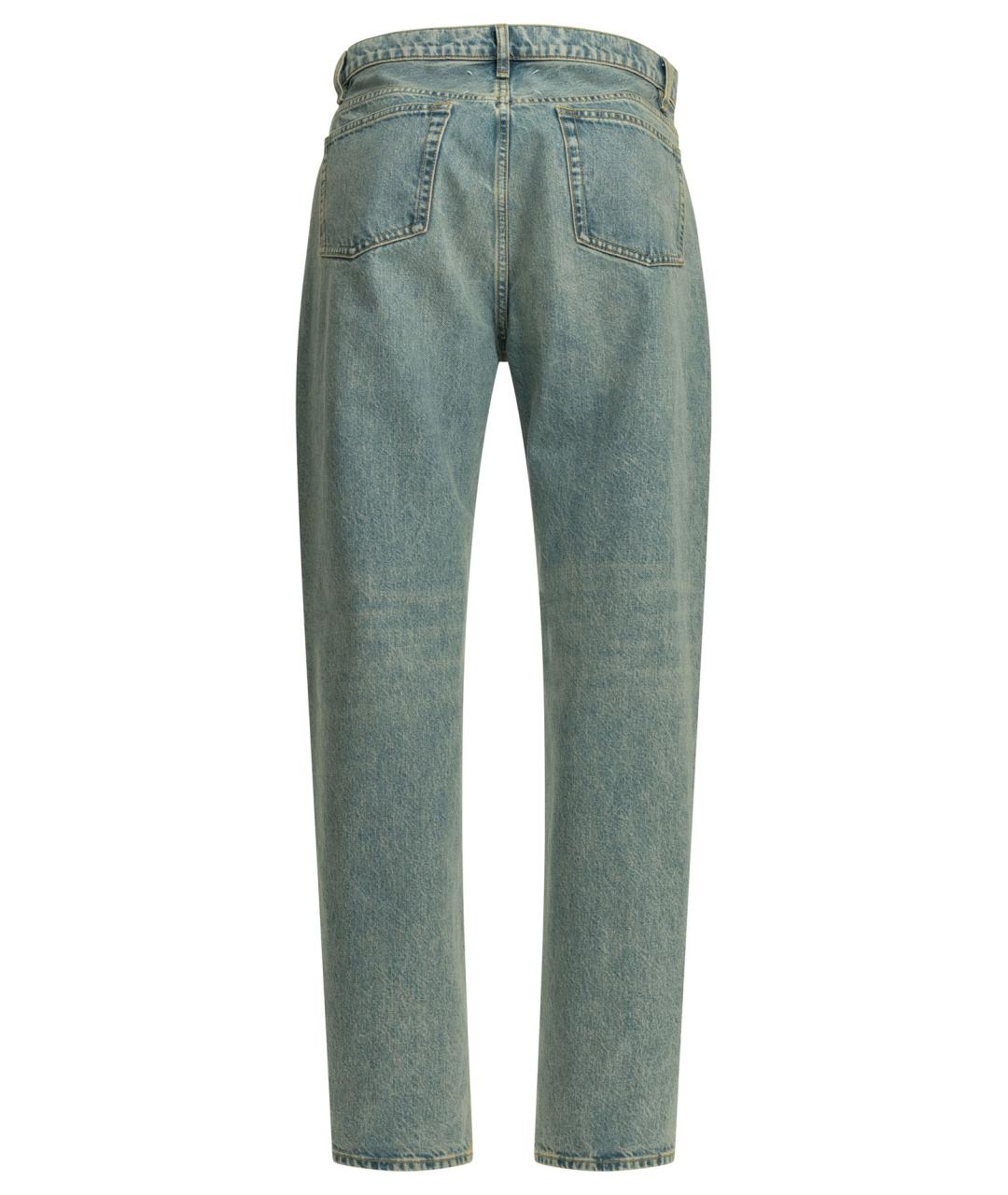 MAISON MARGIELA Голубые хлопковые прямые джинсы, фото 2