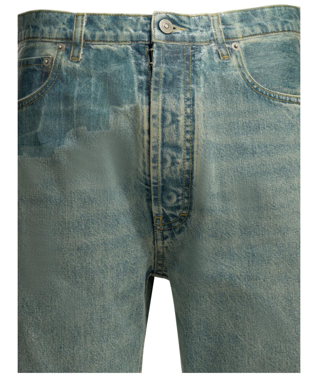 MAISON MARGIELA Голубые хлопковые прямые джинсы, фото 3