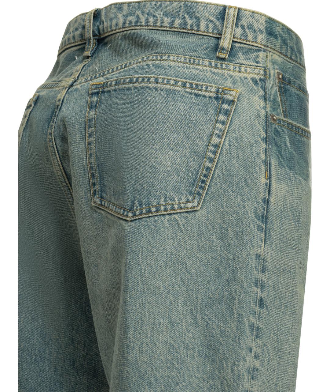 MAISON MARGIELA Голубые хлопковые прямые джинсы, фото 4