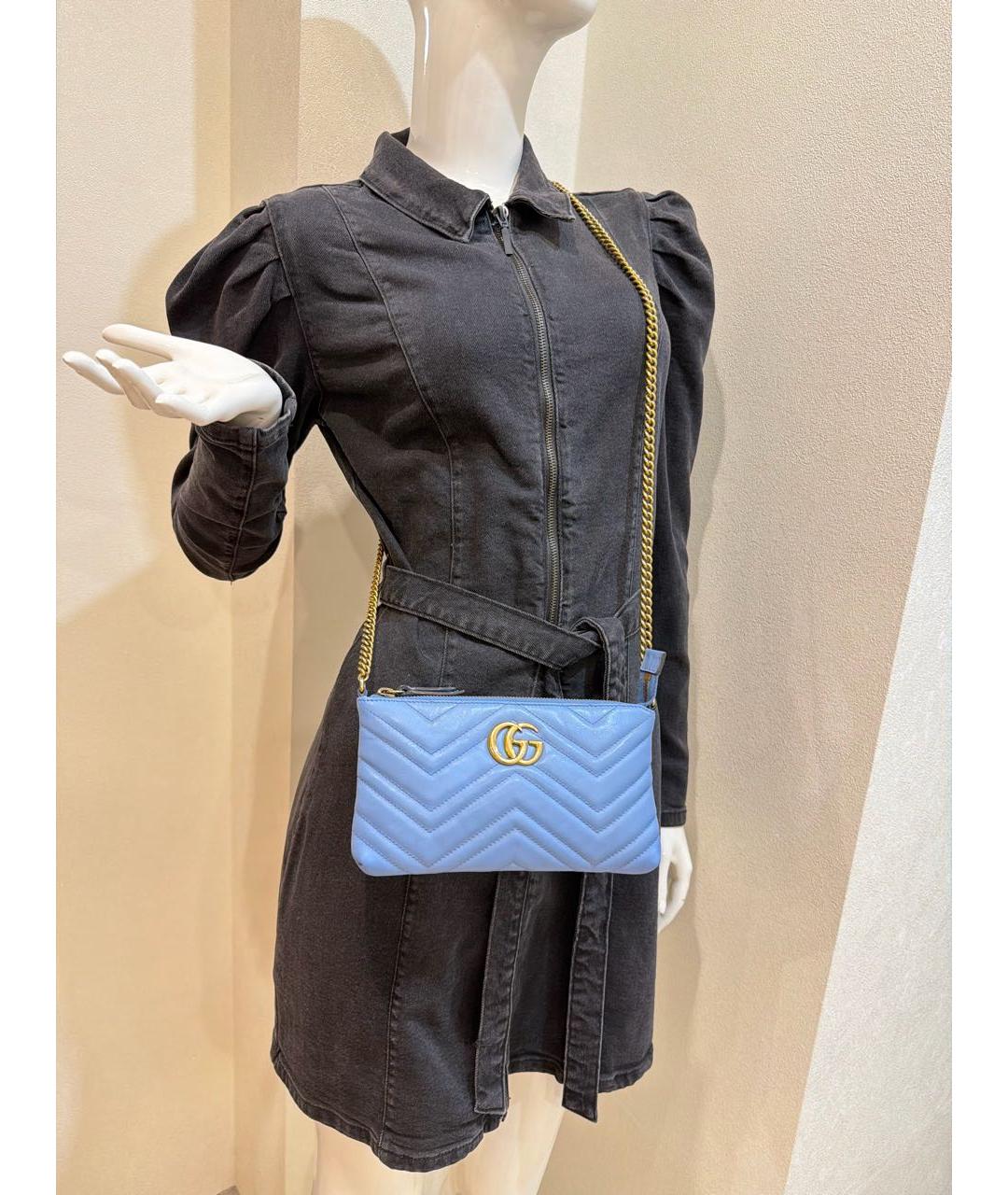 GUCCI Голубая кожаная сумка через плечо, фото 5