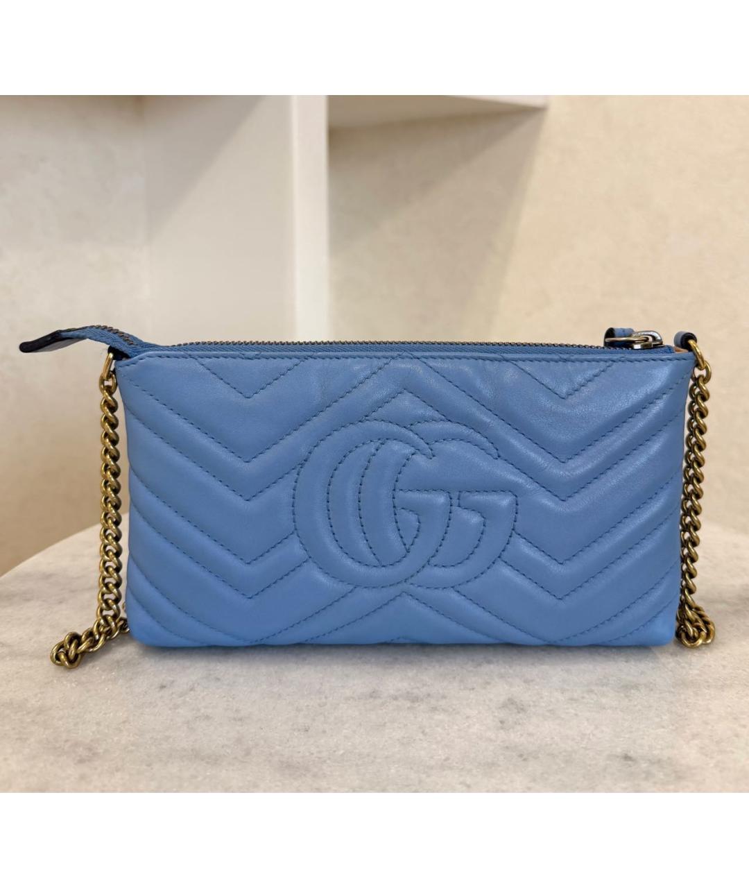 GUCCI Голубая кожаная сумка через плечо, фото 4