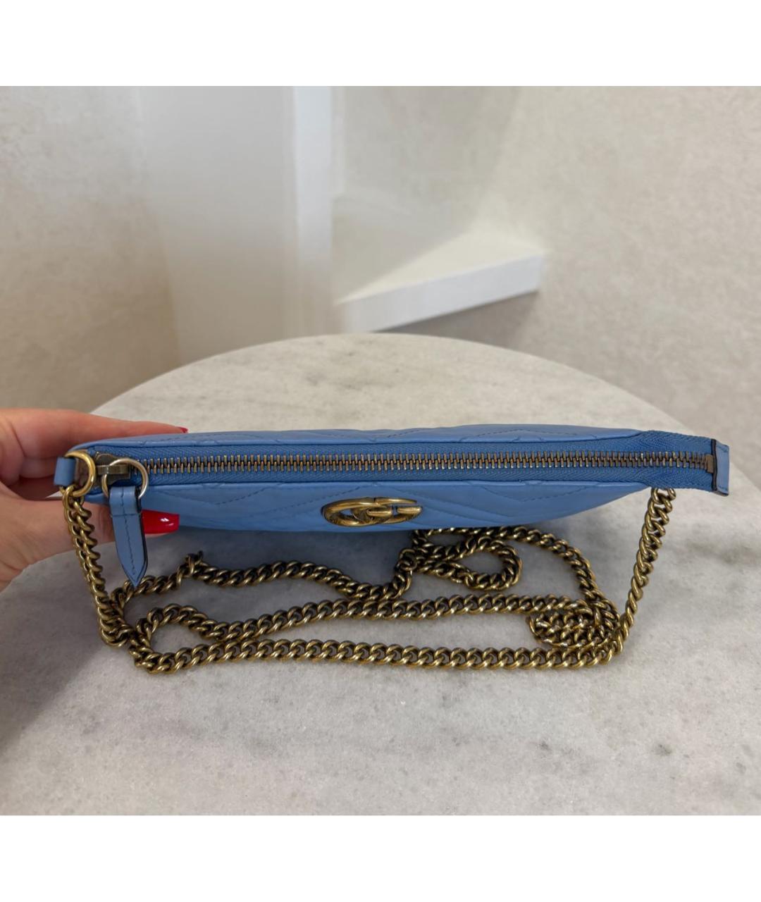 GUCCI Голубая кожаная сумка через плечо, фото 8