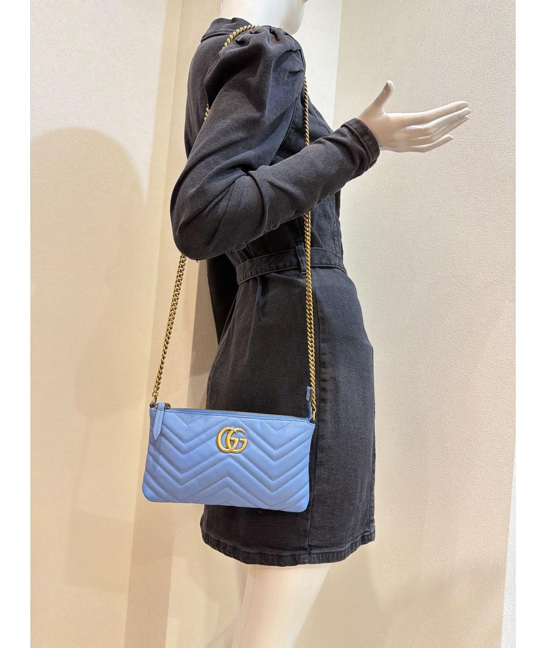 GUCCI Голубая кожаная сумка через плечо, фото 6