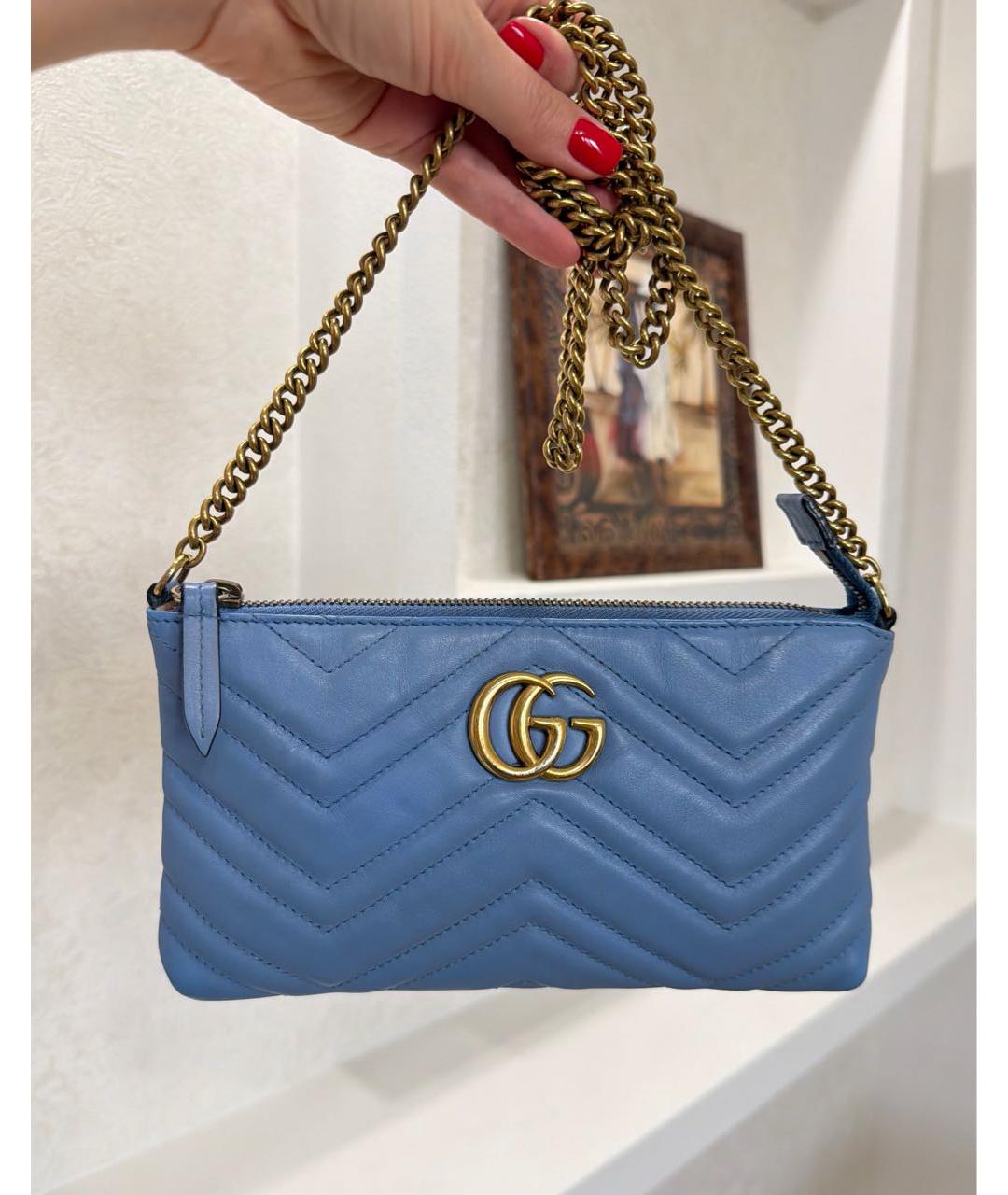 GUCCI Голубая кожаная сумка через плечо, фото 7