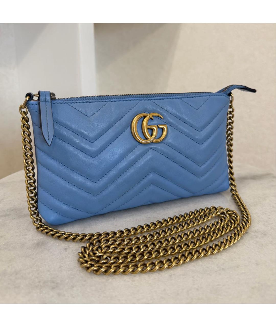 GUCCI Голубая кожаная сумка через плечо, фото 3