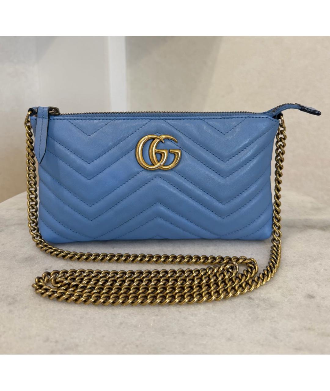 GUCCI Голубая кожаная сумка через плечо, фото 2