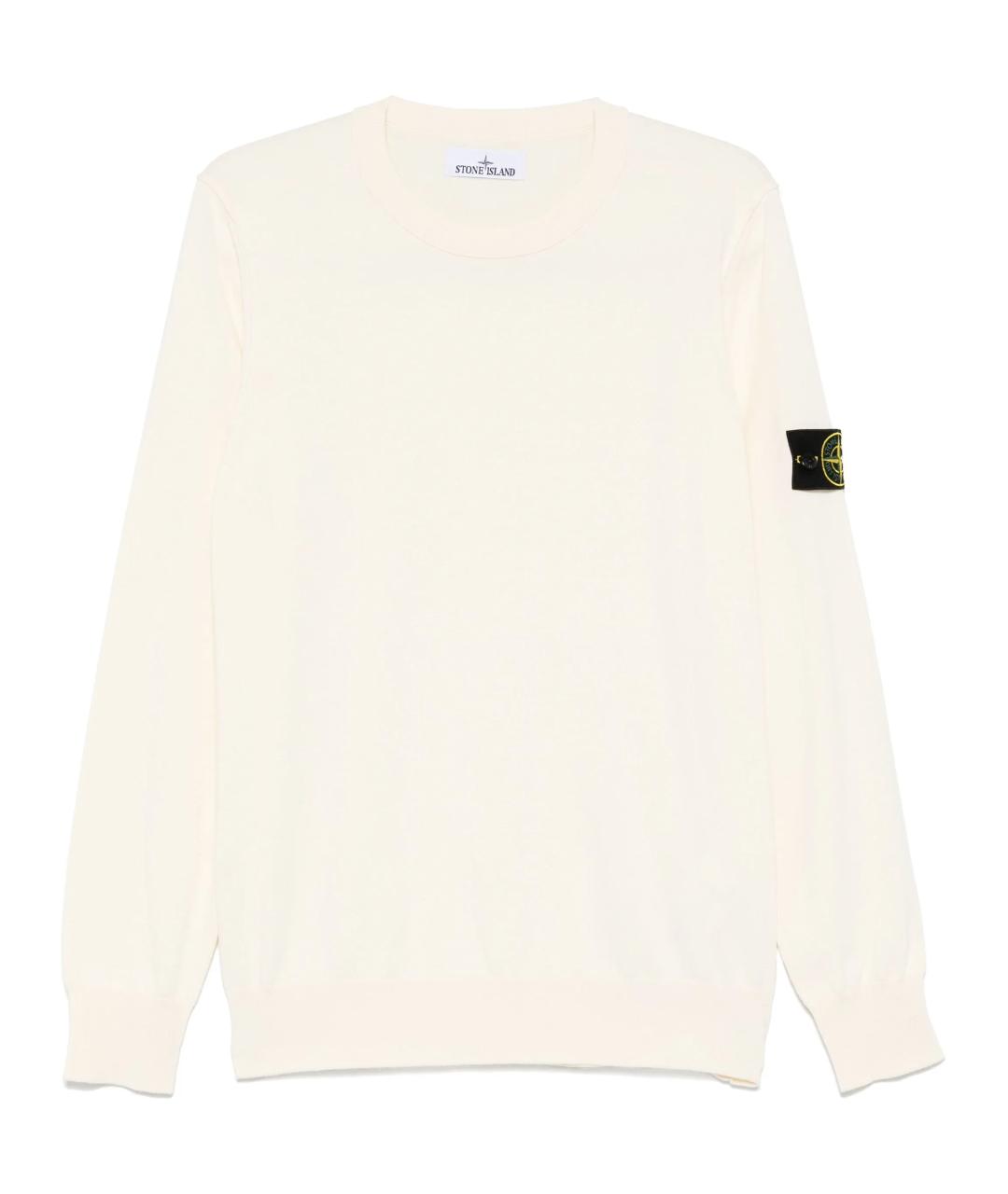 STONE ISLAND Белый хлопковый джемпер / свитер, фото 1