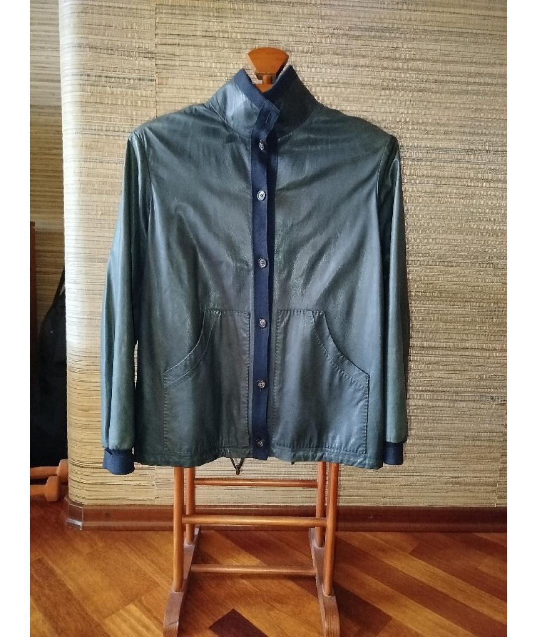 LORO PIANA Темно-синяя кожаная куртка, фото 8