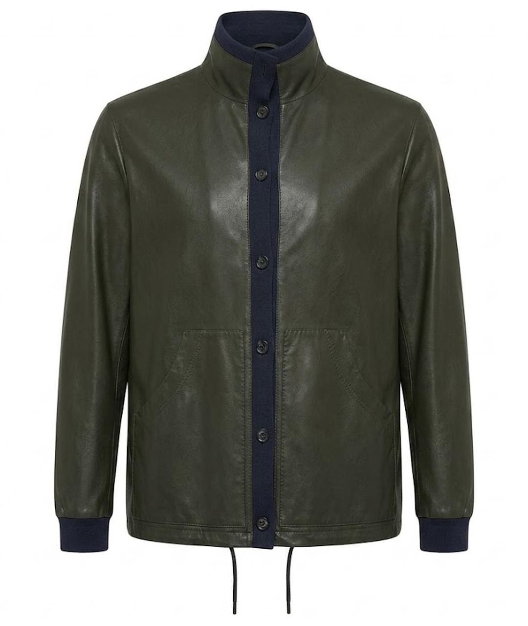 LORO PIANA Темно-синяя кожаная куртка, фото 1