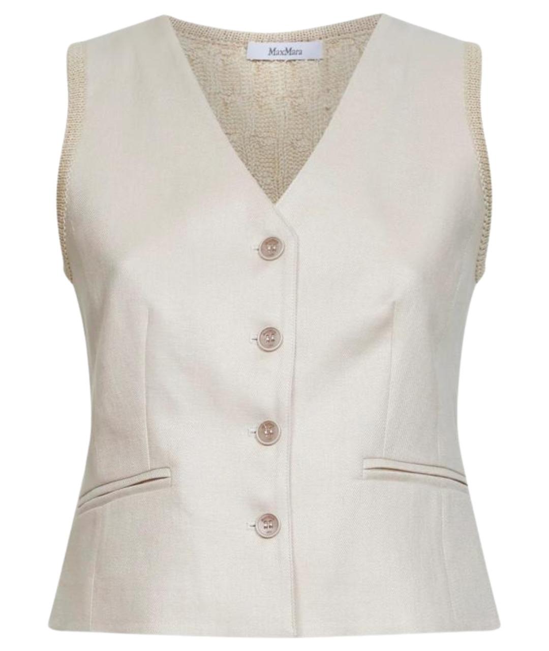 MAX MARA Бежевый льняной жилет, фото 1