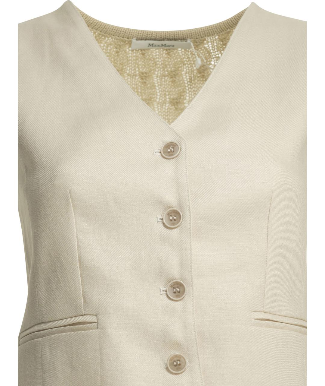 MAX MARA Бежевый льняной жилет, фото 2
