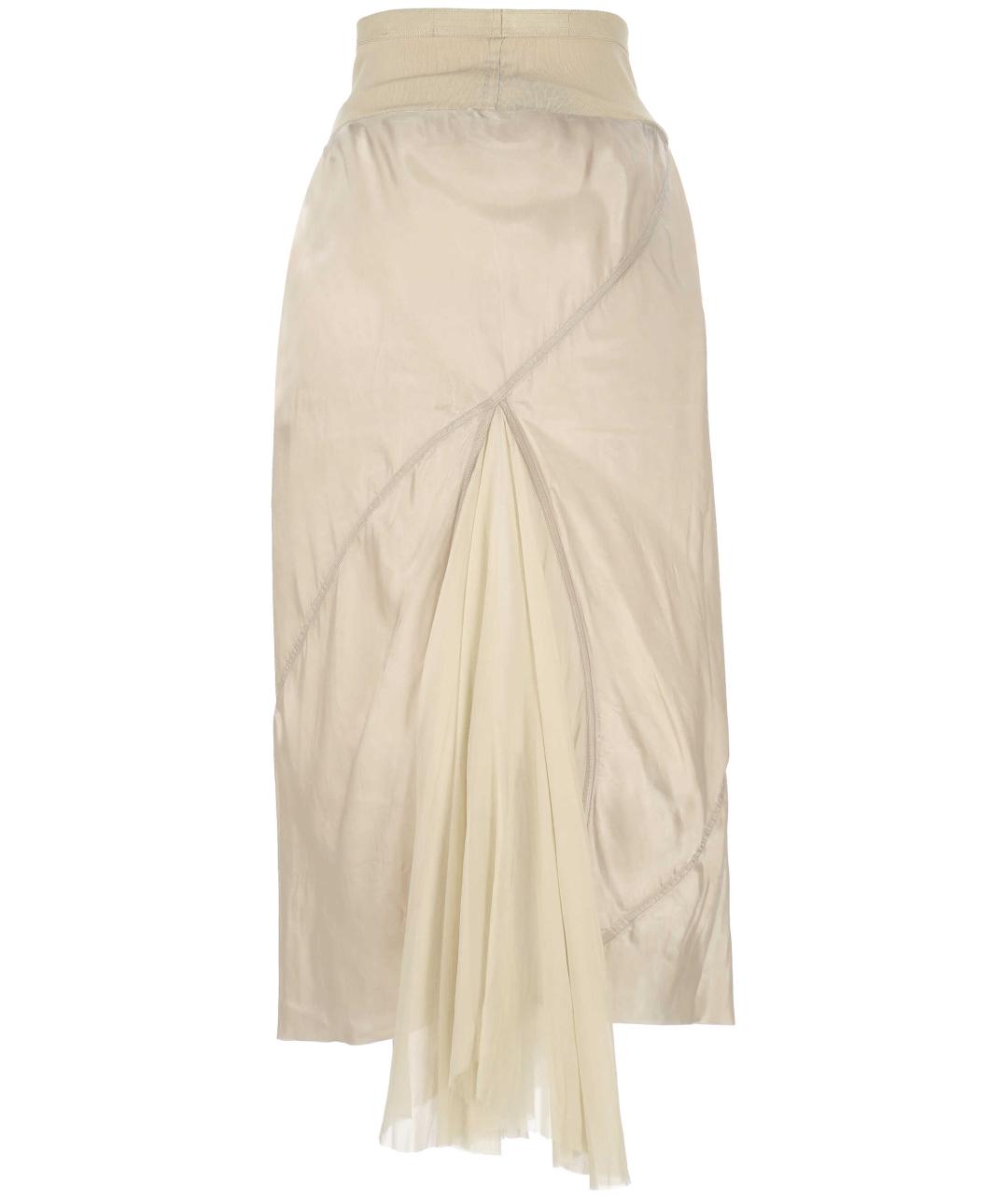 RICK OWENS Бежевая вискозная юбка миди, фото 3