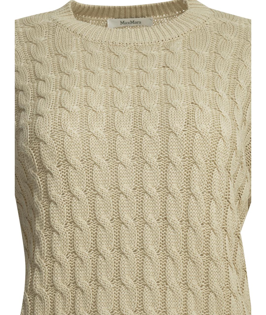 MAX MARA Бежевый льняной джемпер / свитер, фото 3