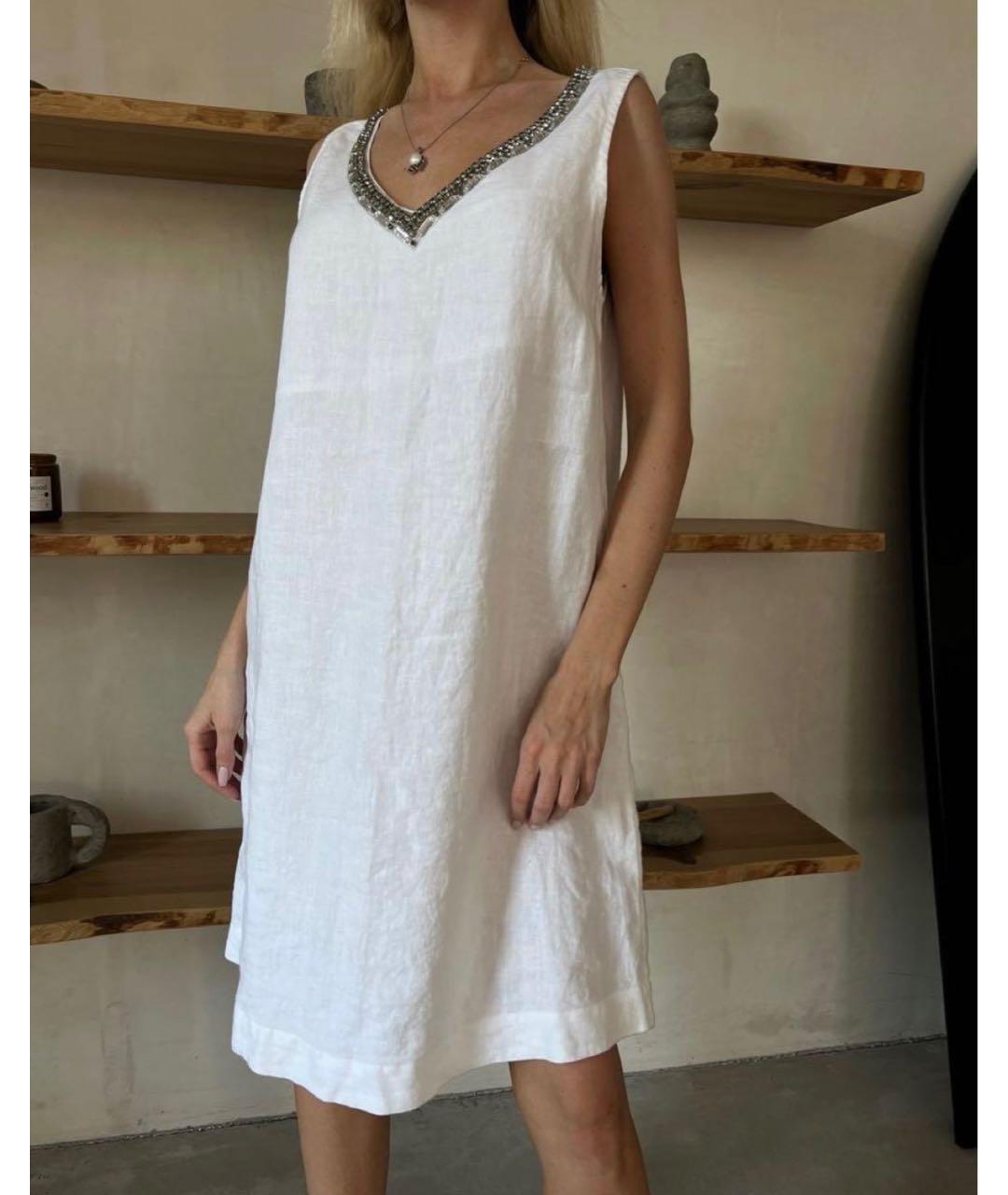 120% LINO Белое льняное платье, фото 6
