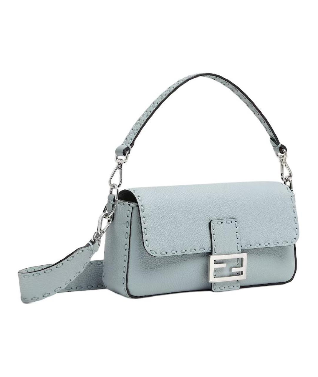 FENDI Голубая кожаная сумка через плечо, фото 2