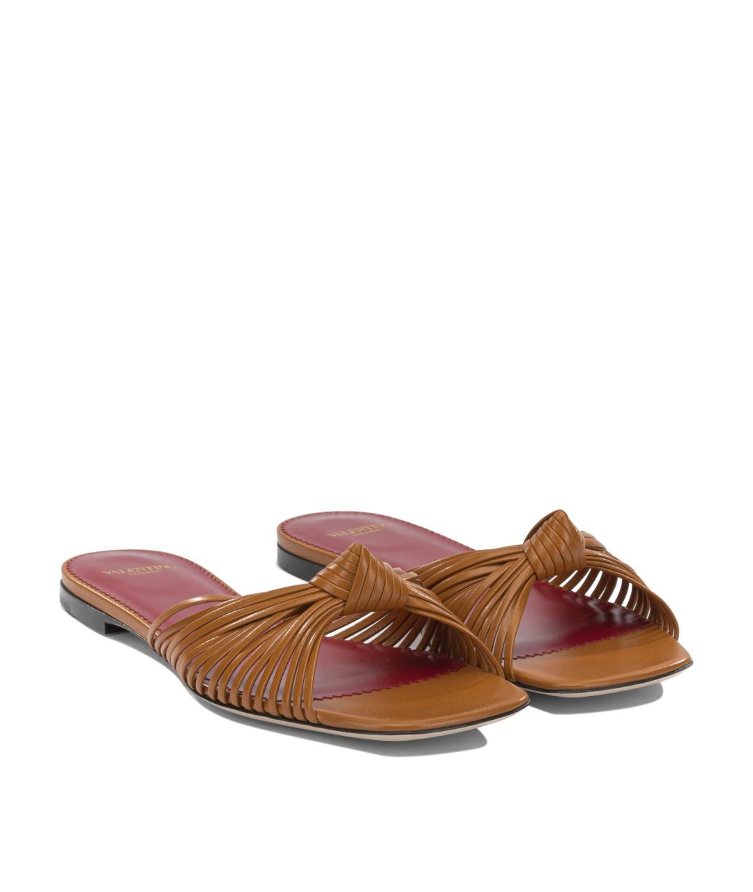 VALENTINO Коричневые кожаные сандалии, фото 2