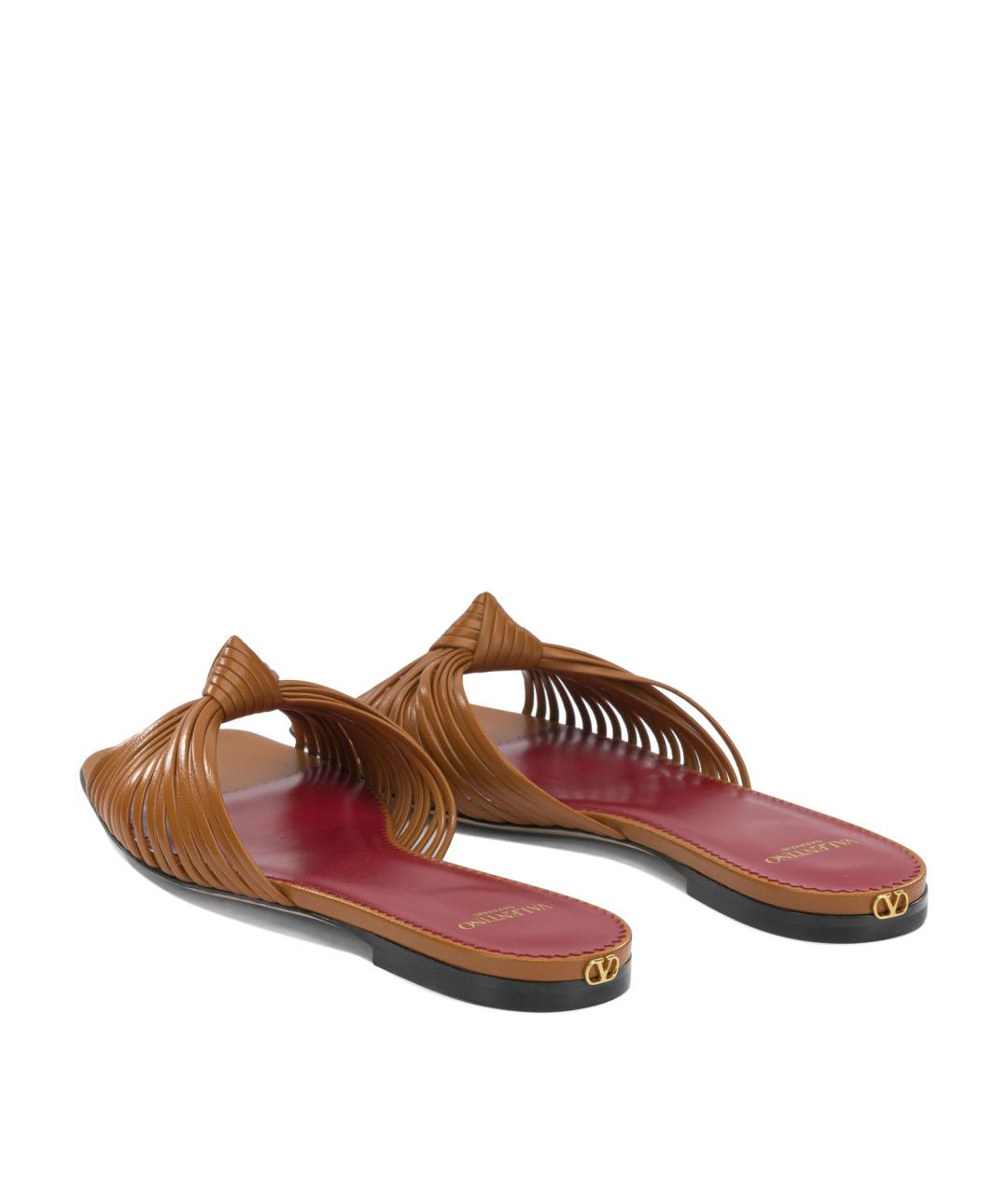 VALENTINO Коричневые кожаные сандалии, фото 4